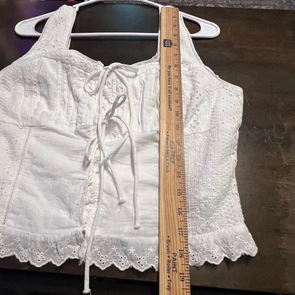 Miss Me White Eyelet Lace-Up Blouse - Picture 7 of 7